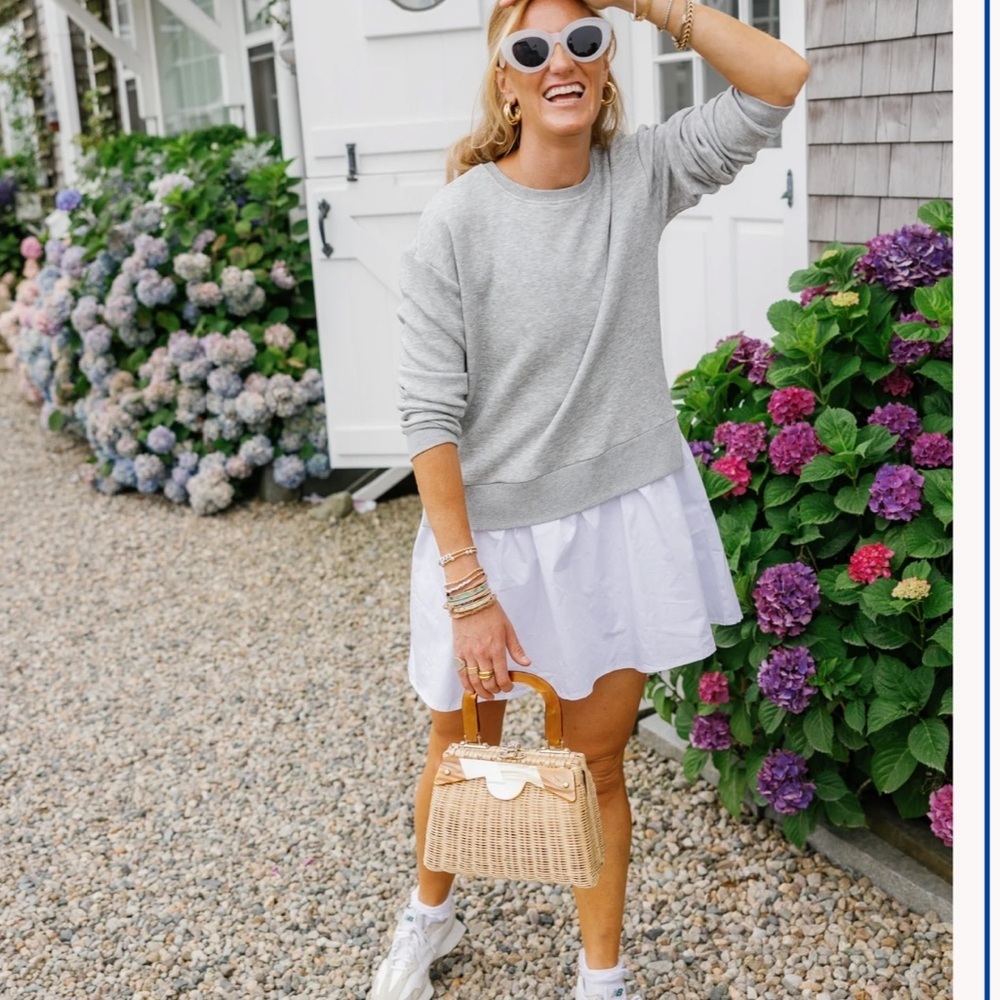 Addison Bay Gray Sweatshirt-Style Mini Dress with White Skirt